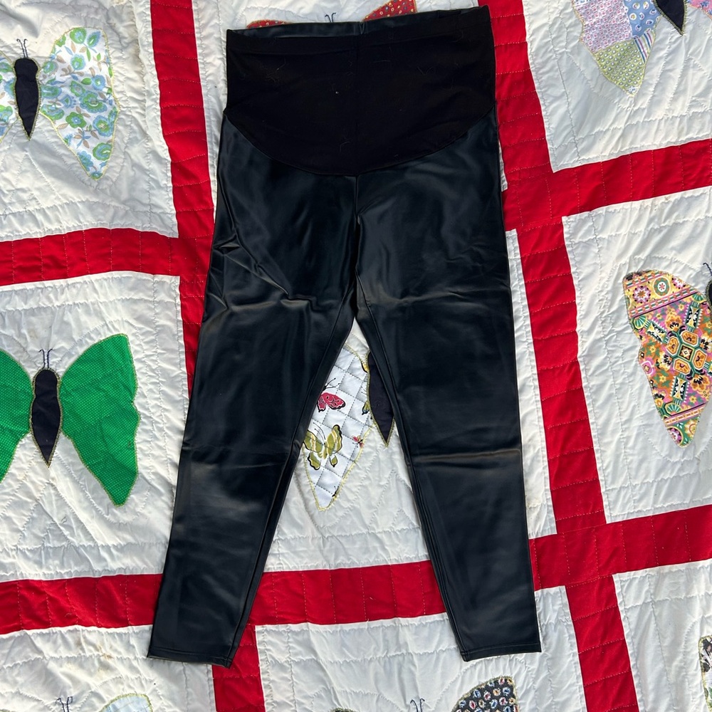 Fax Leather Maternity Leggings